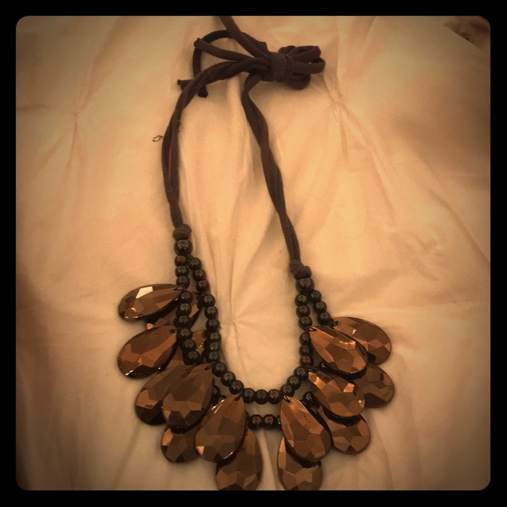 Bronze jewel Beaded Costume statement necklace .